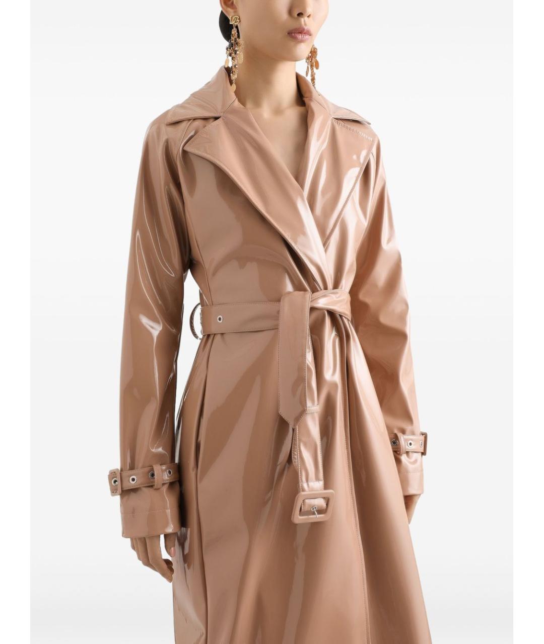 DOLCE&GABBANA Бежевый полиэстеровый тренч/плащ, фото 3