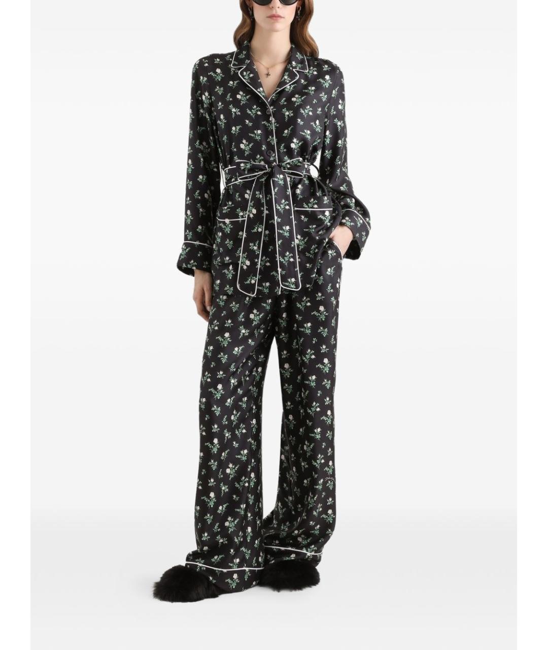 DOLCE&GABBANA Черные шелковые прямые брюки, фото 3