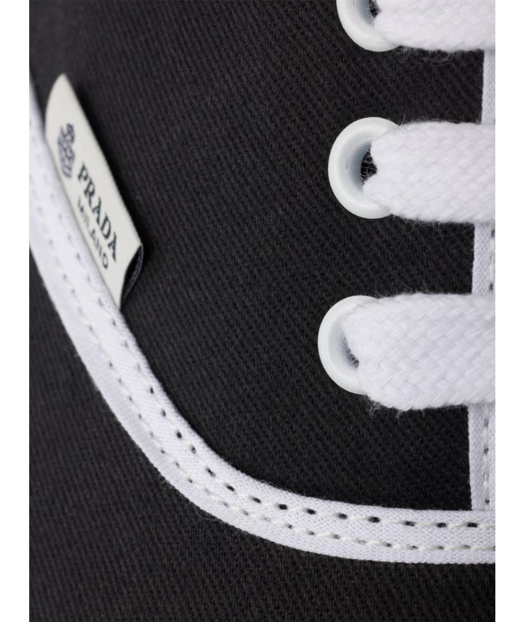PRADA Черные текстильные низкие кроссовки / кеды, фото 2