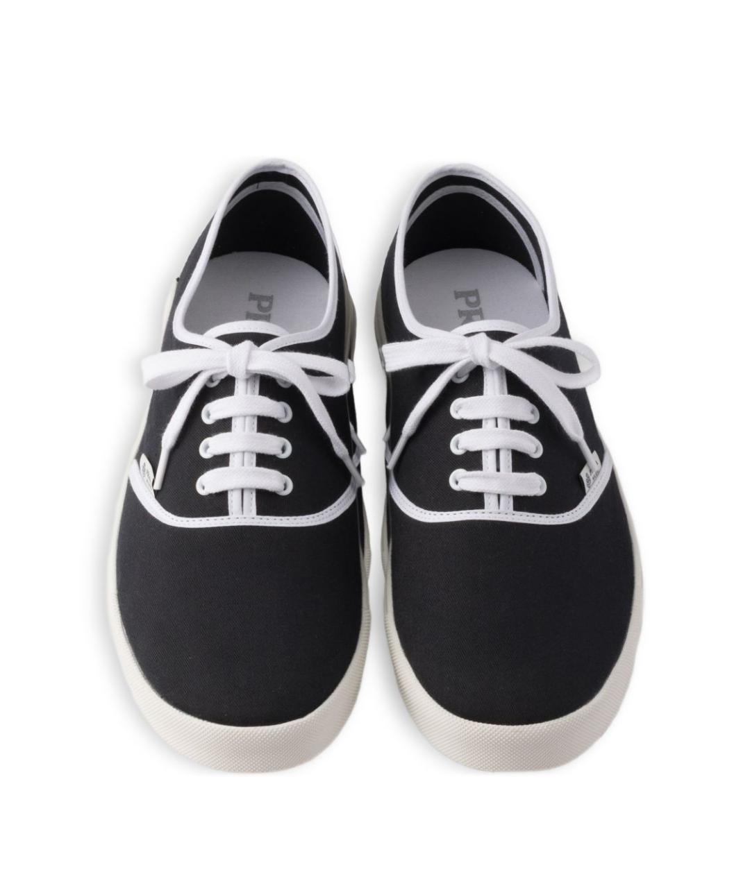 PRADA Черные текстильные низкие кроссовки / кеды, фото 4