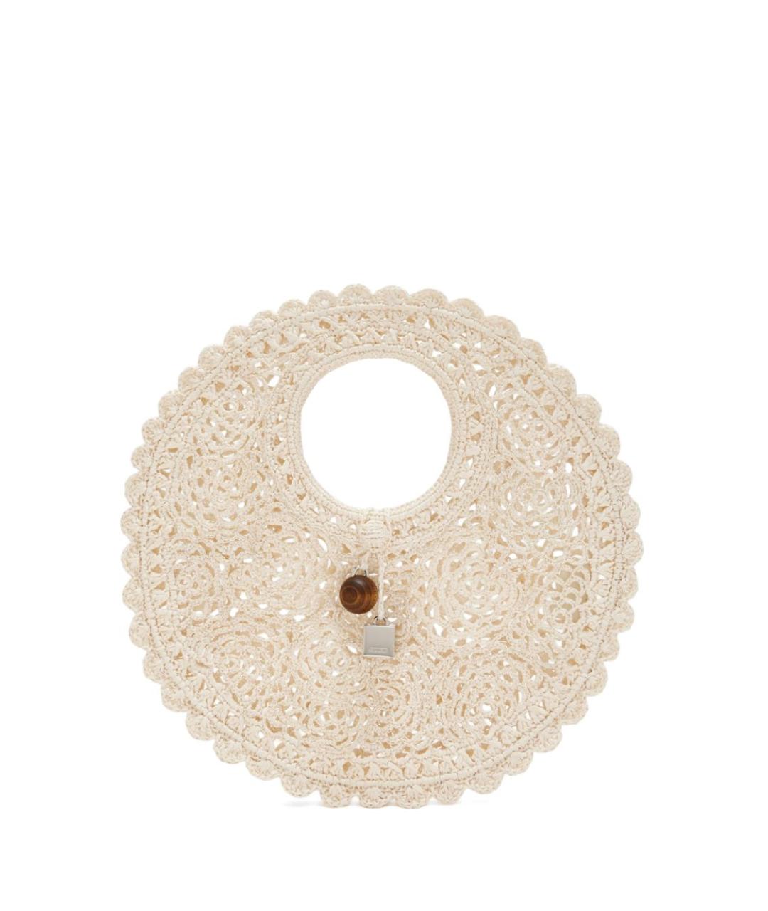 JACQUEMUS Белая пелетеная сумка с короткими ручками, фото 1