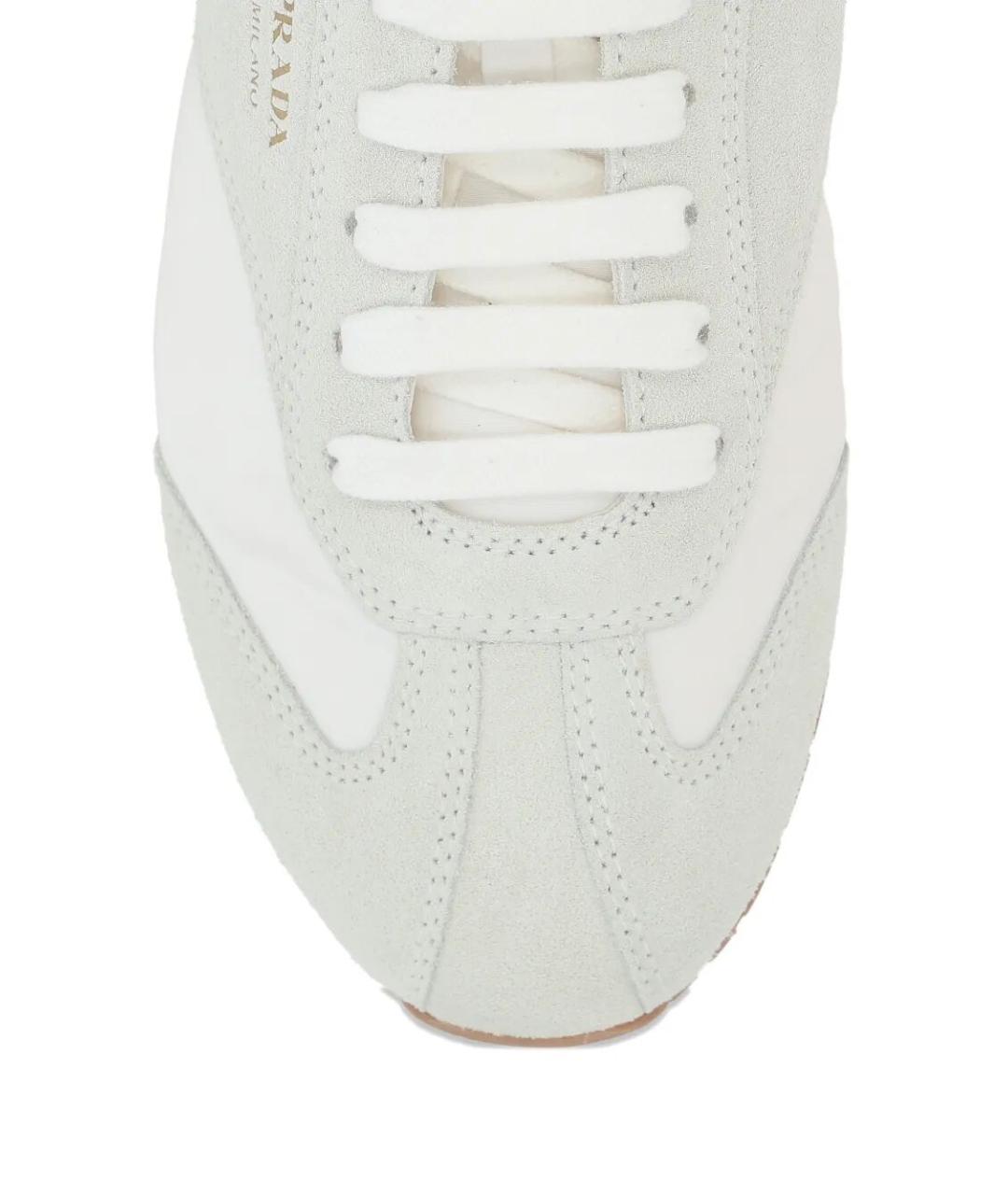 PRADA Белые синтетические низкие кроссовки / кеды, фото 4