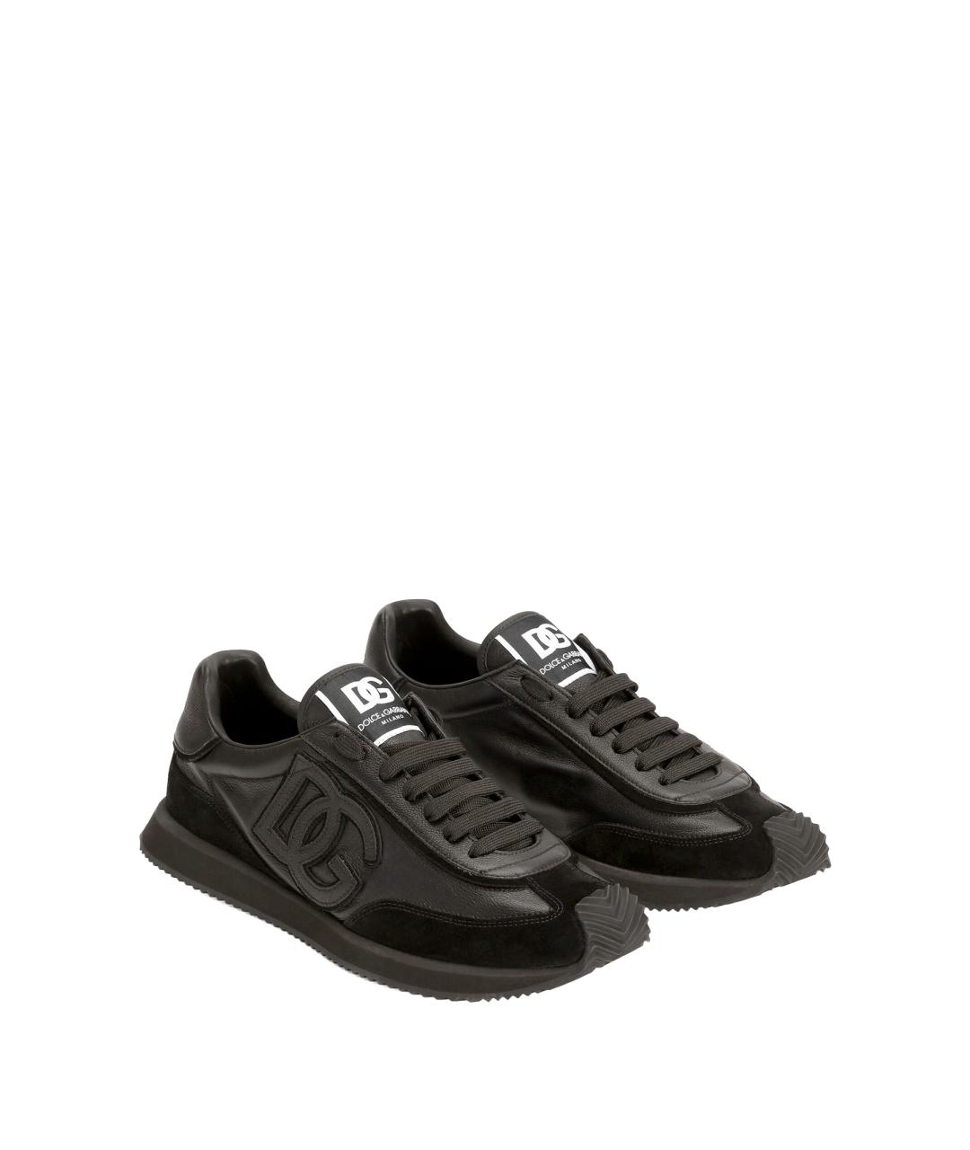 DOLCE&GABBANA Черные кожаные низкие кроссовки / кеды, фото 2