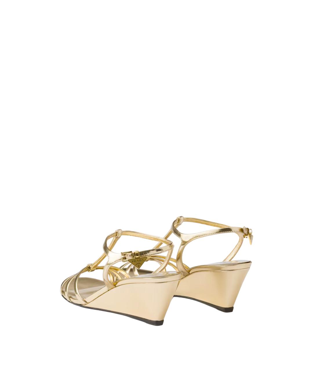 PRADA Золотые кожаные сандалии, фото 3