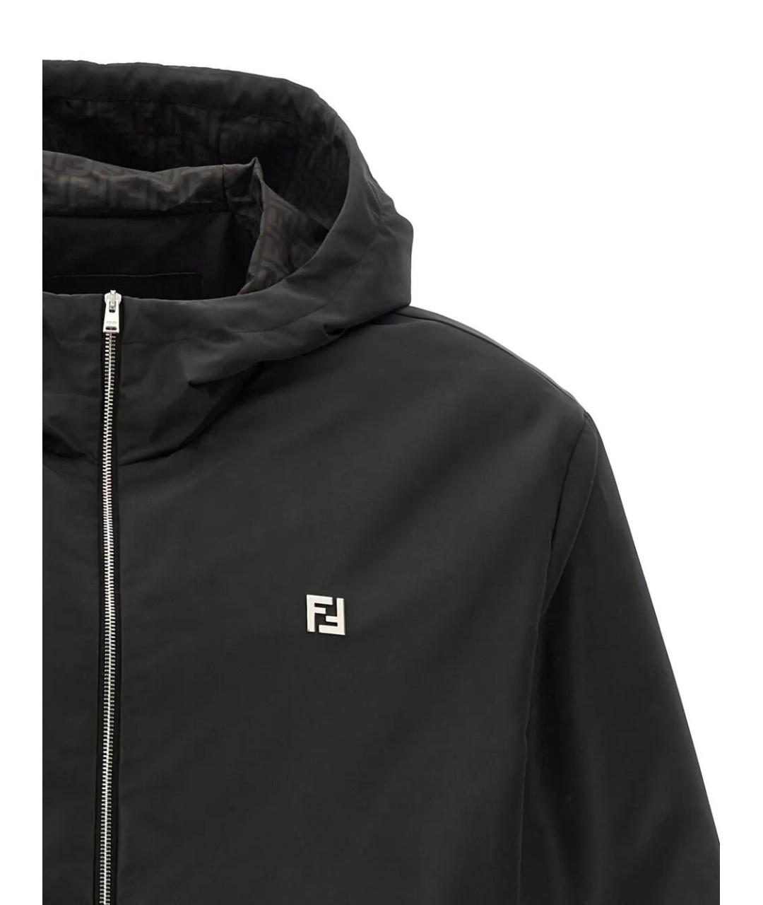 FENDI Черная полиэстеровая куртка, фото 4