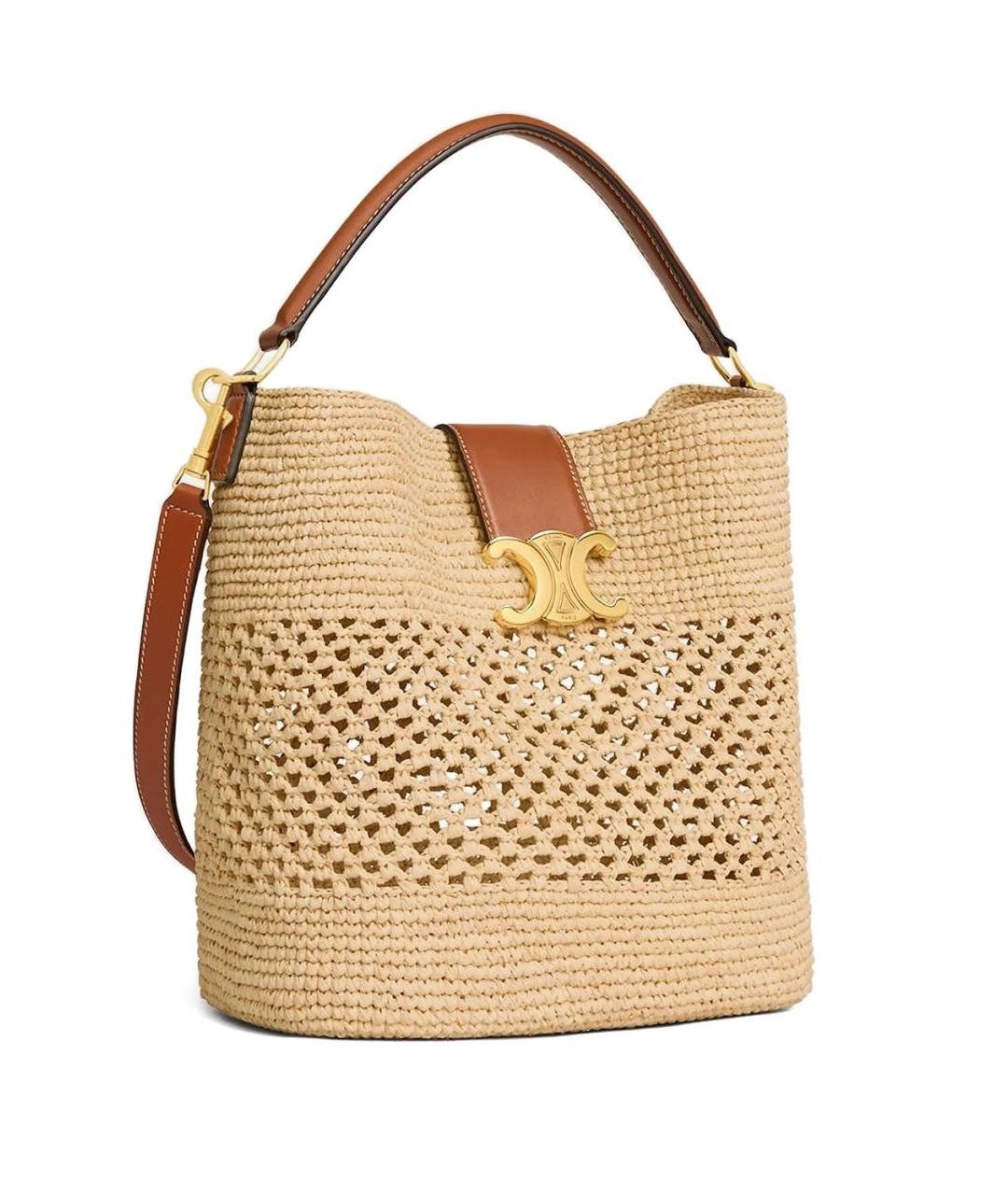 CELINE Бежевая пелетеная сумка через плечо, фото 3