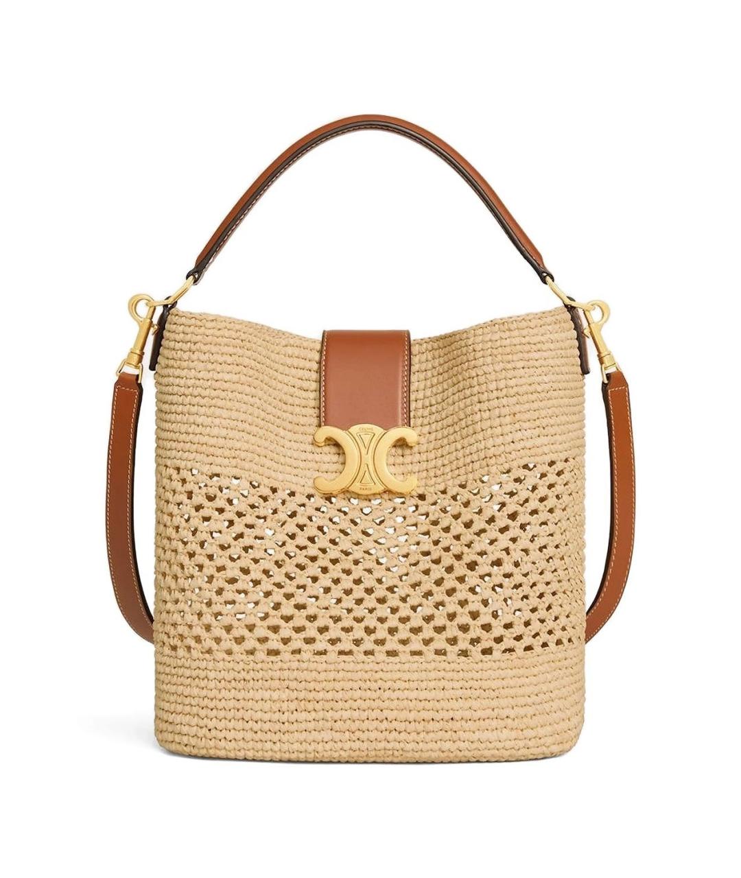 CELINE Бежевая пелетеная сумка через плечо, фото 1