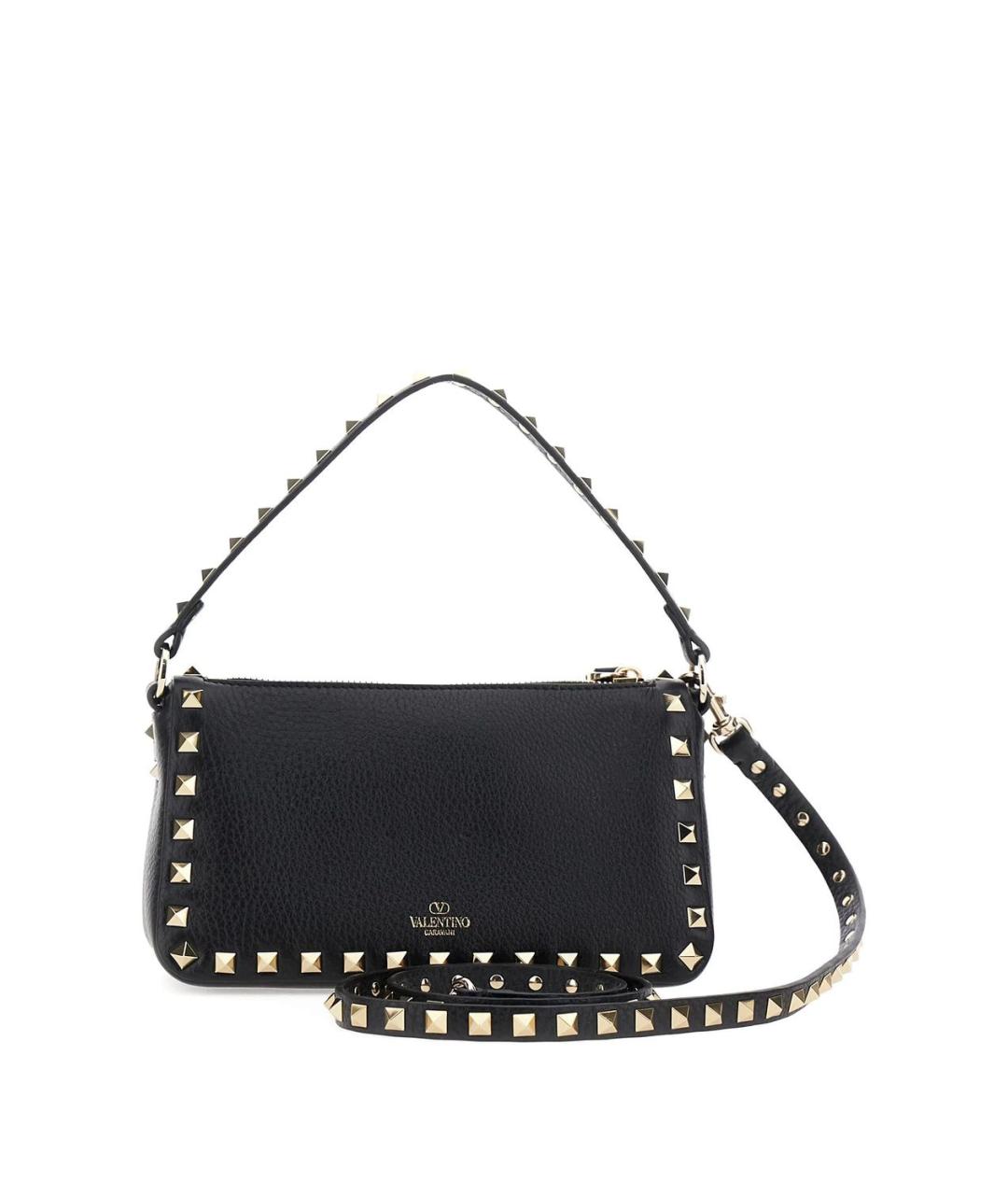 VALENTINO Черная кожаная сумка через плечо, фото 1