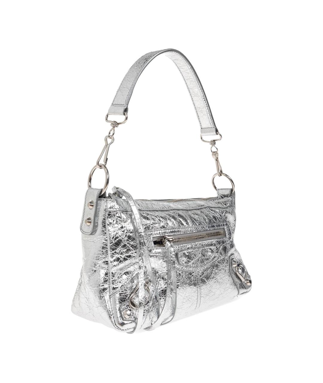 BALENCIAGA Серебряная кожаная сумка через плечо, фото 1