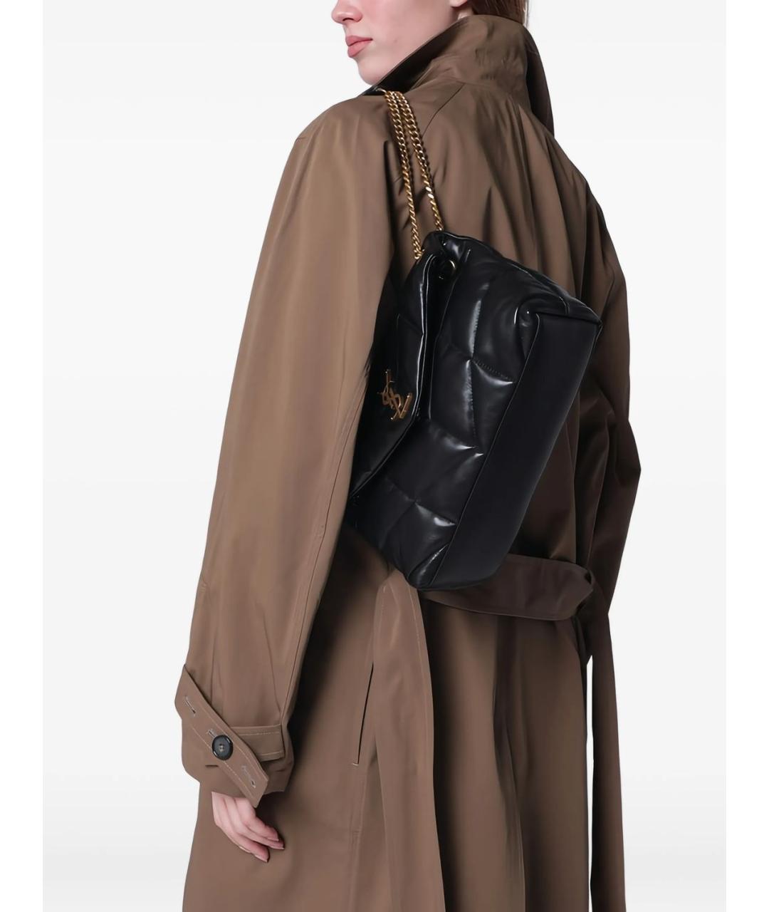 SAINT LAURENT Черная кожаная сумка через плечо, фото 4