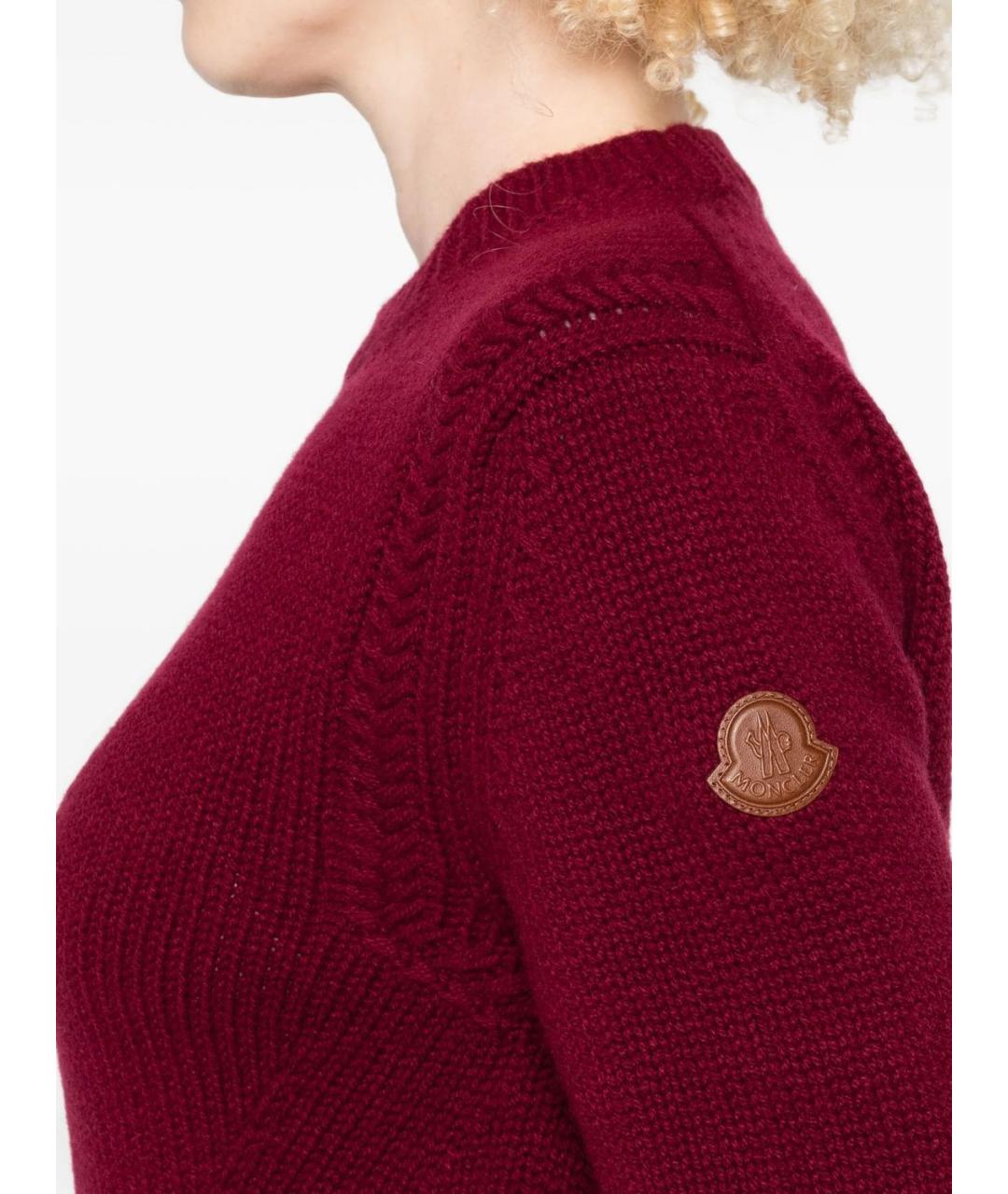 MONCLER Бордовый шерстяной джемпер / свитер, фото 5