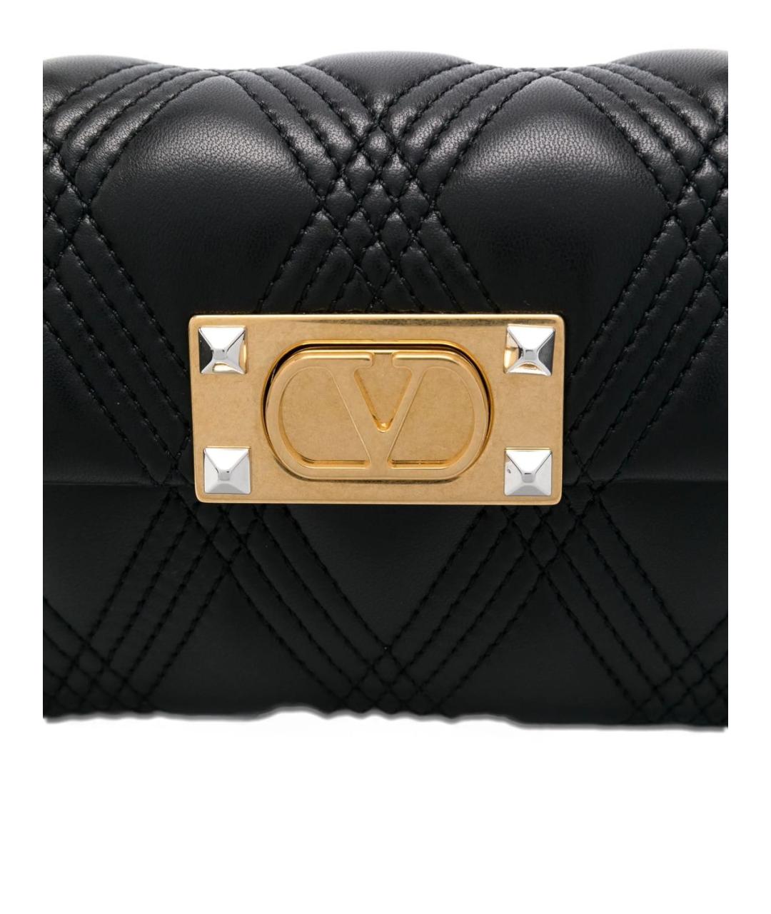 VALENTINO Черная кожаная сумка через плечо, фото 4