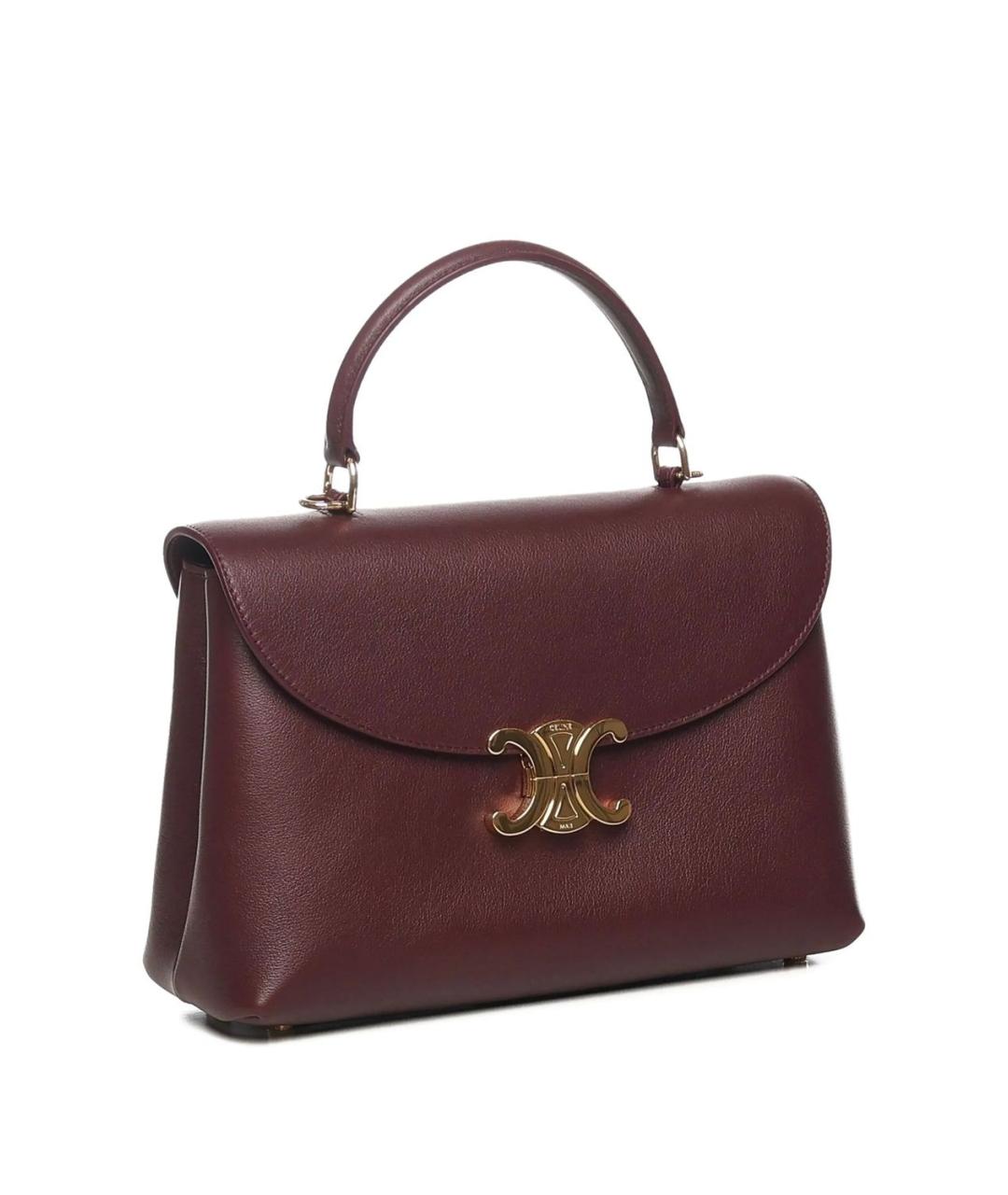 CELINE Бордовая кожаная сумка тоут, фото 2