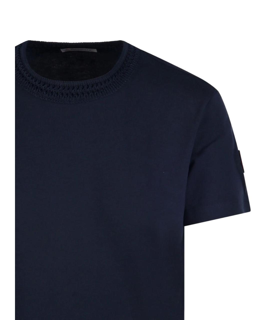 MONCLER Темно-синяя хлопковая футболка, фото 3