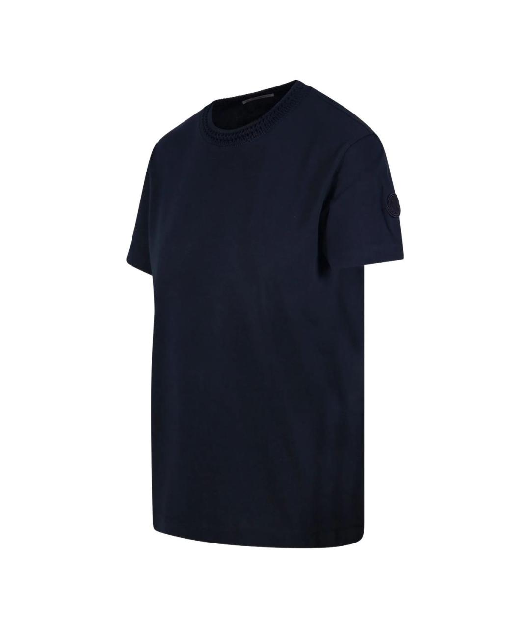 MONCLER Темно-синяя хлопковая футболка, фото 4