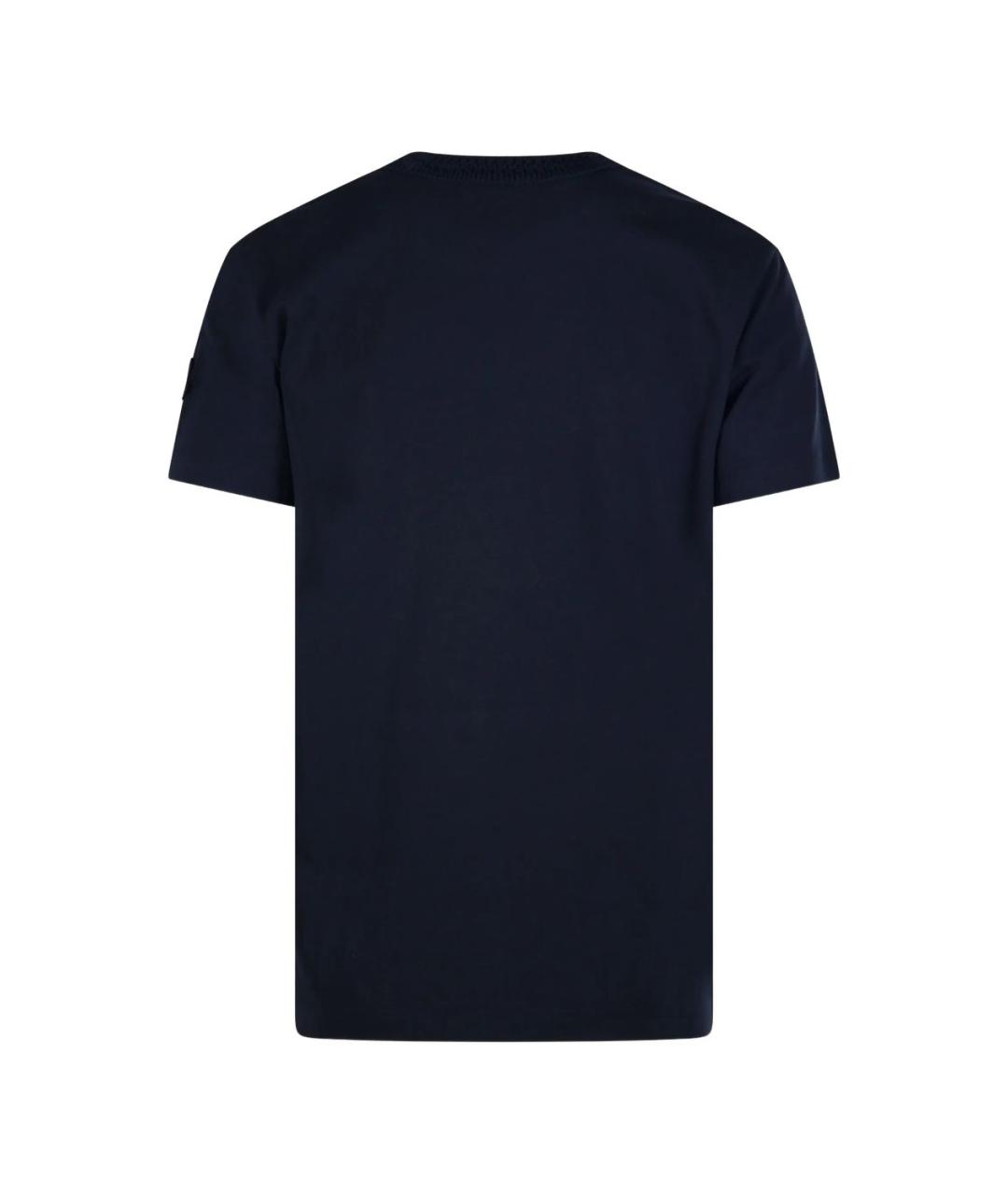 MONCLER Темно-синяя хлопковая футболка, фото 2