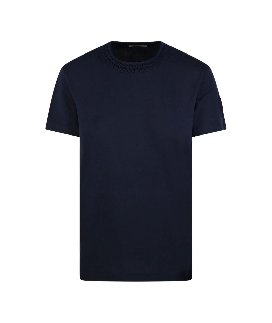 MONCLER Темно-синяя хлопковая футболка, фото 1