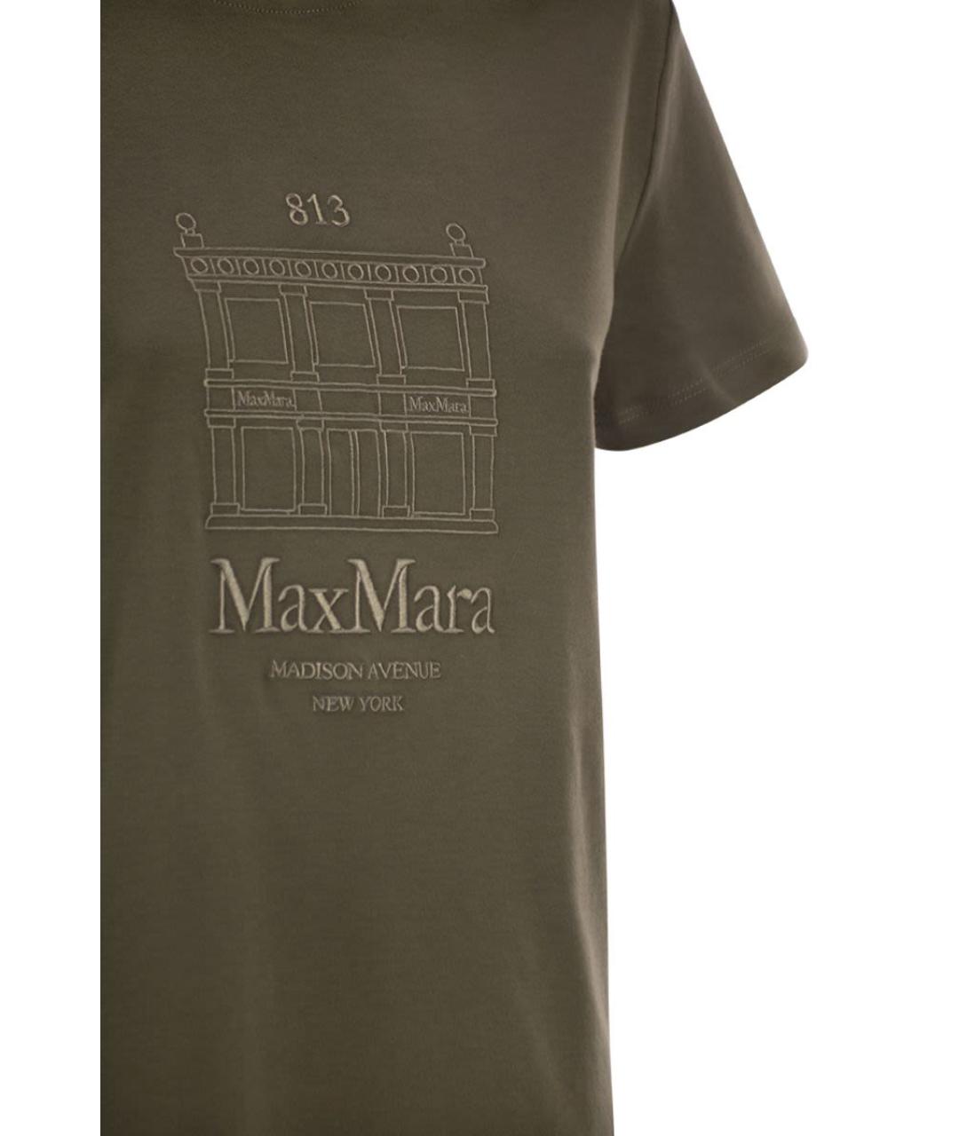 'S MAX MARA Хаки хлопковая футболка, фото 4