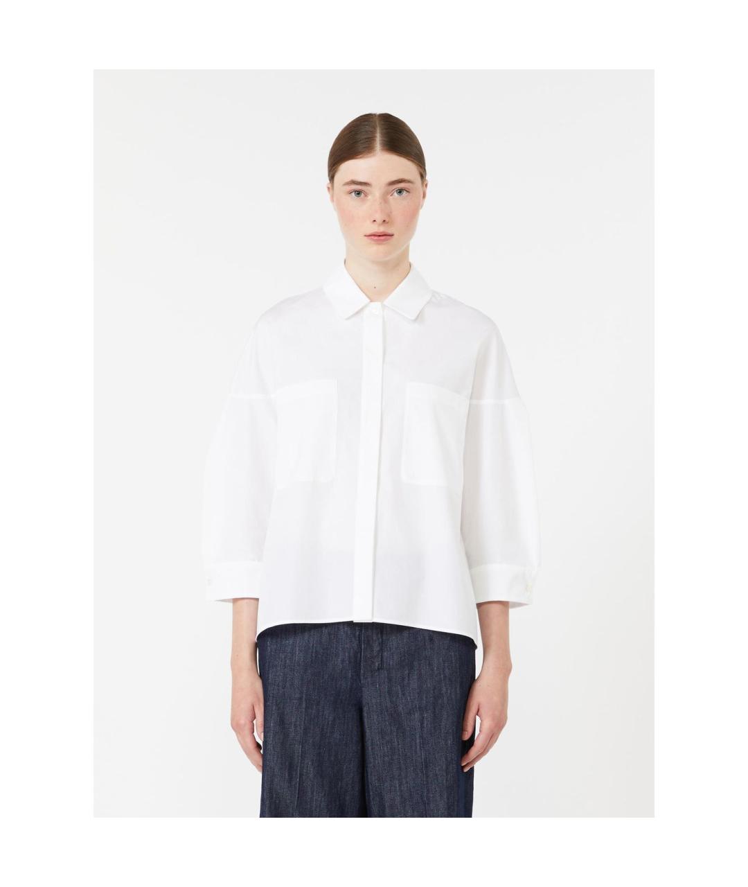 'S MAX MARA Белая хлопковая рубашка, фото 4
