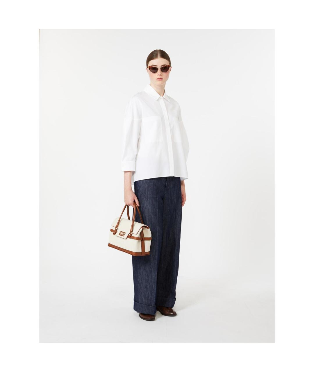 'S MAX MARA Белая хлопковая рубашка, фото 3