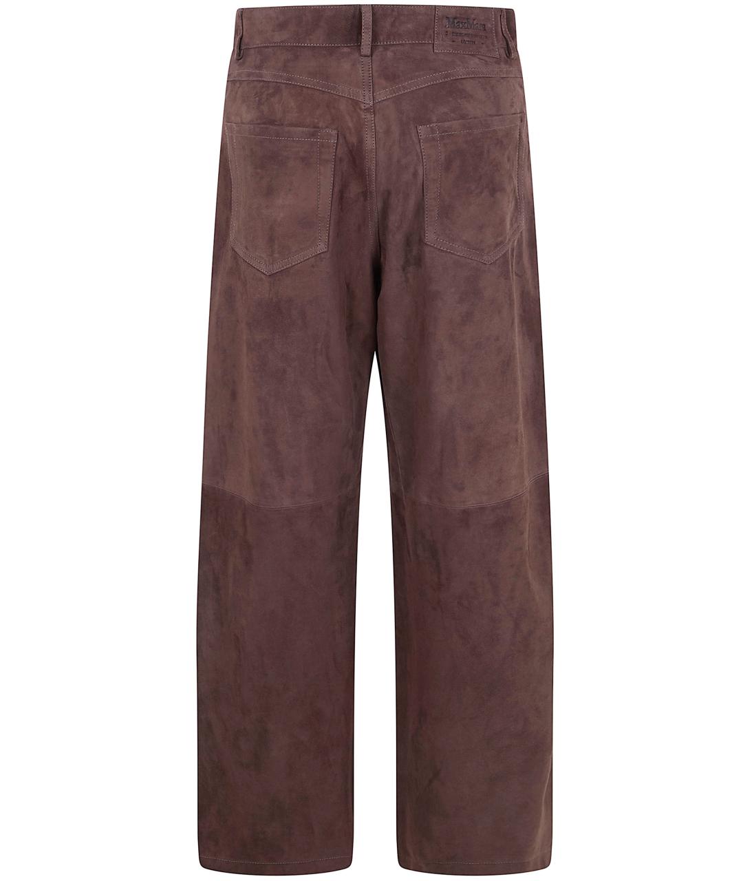 'S MAX MARA Коричневые кожаные прямые брюки, фото 2