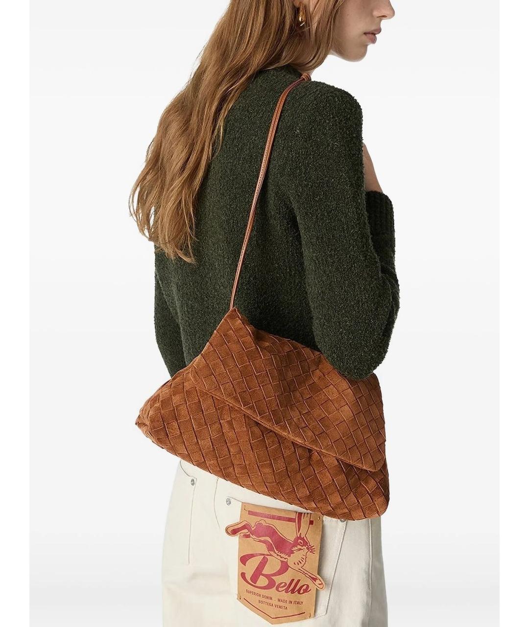 BOTTEGA VENETA Коричневая замшевая сумка через плечо, фото 2