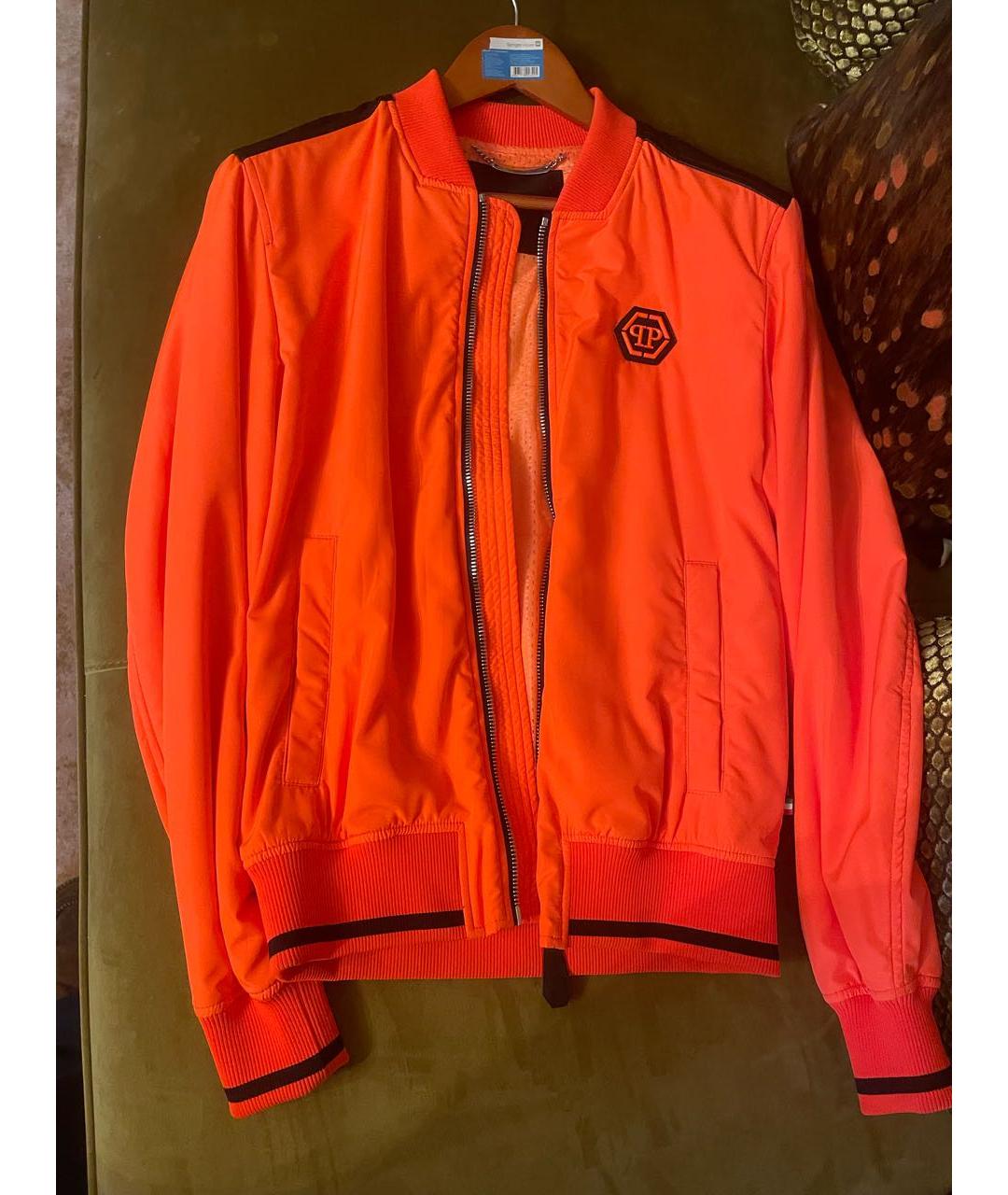 PHILIPP PLEIN Оранжевая полиэстеровая куртка, фото 4