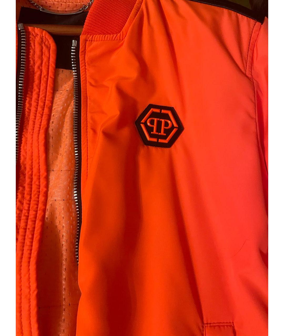 PHILIPP PLEIN Оранжевая полиэстеровая куртка, фото 2