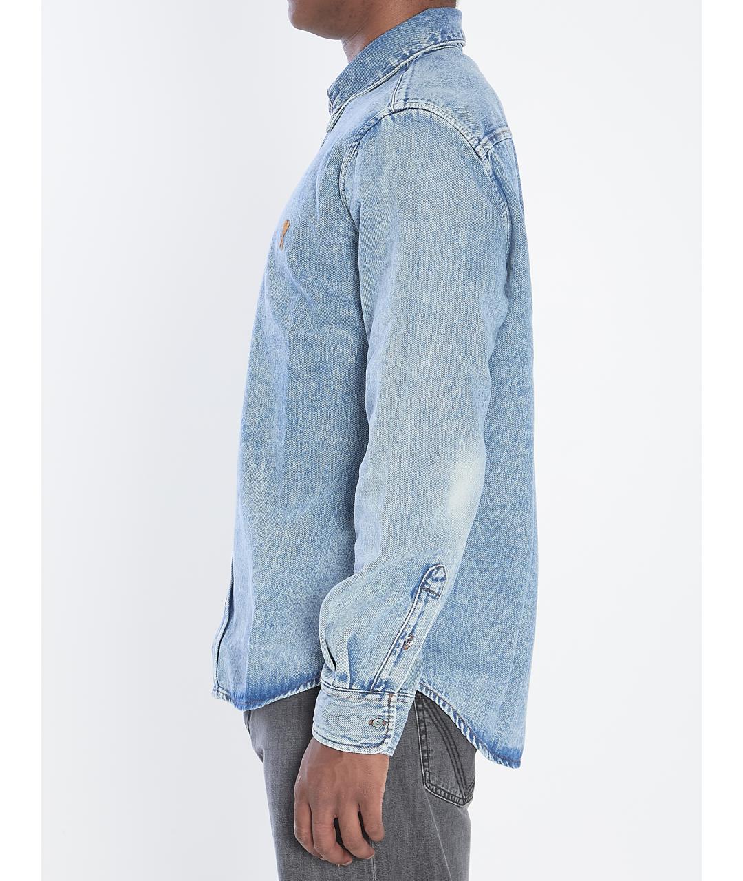 Ami Paris Синяя хлопковая кэжуал рубашка, фото 3