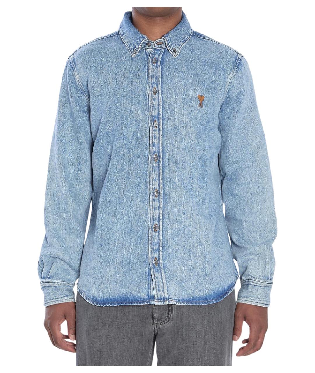 Ami Paris Синяя хлопковая кэжуал рубашка, фото 1