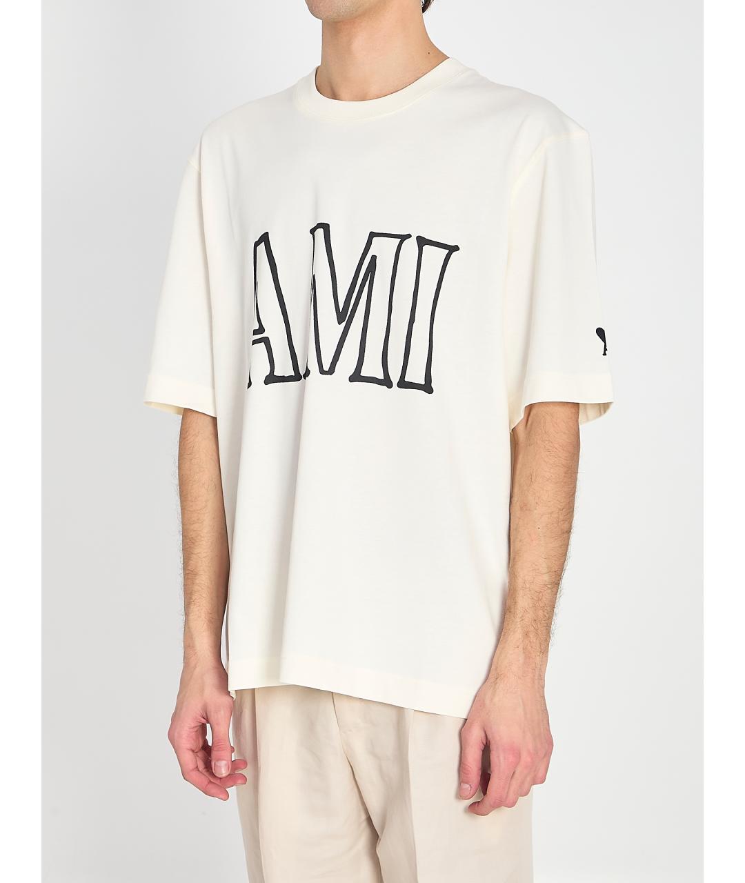 Ami Paris Бежевая хлопковая футболка, фото 2