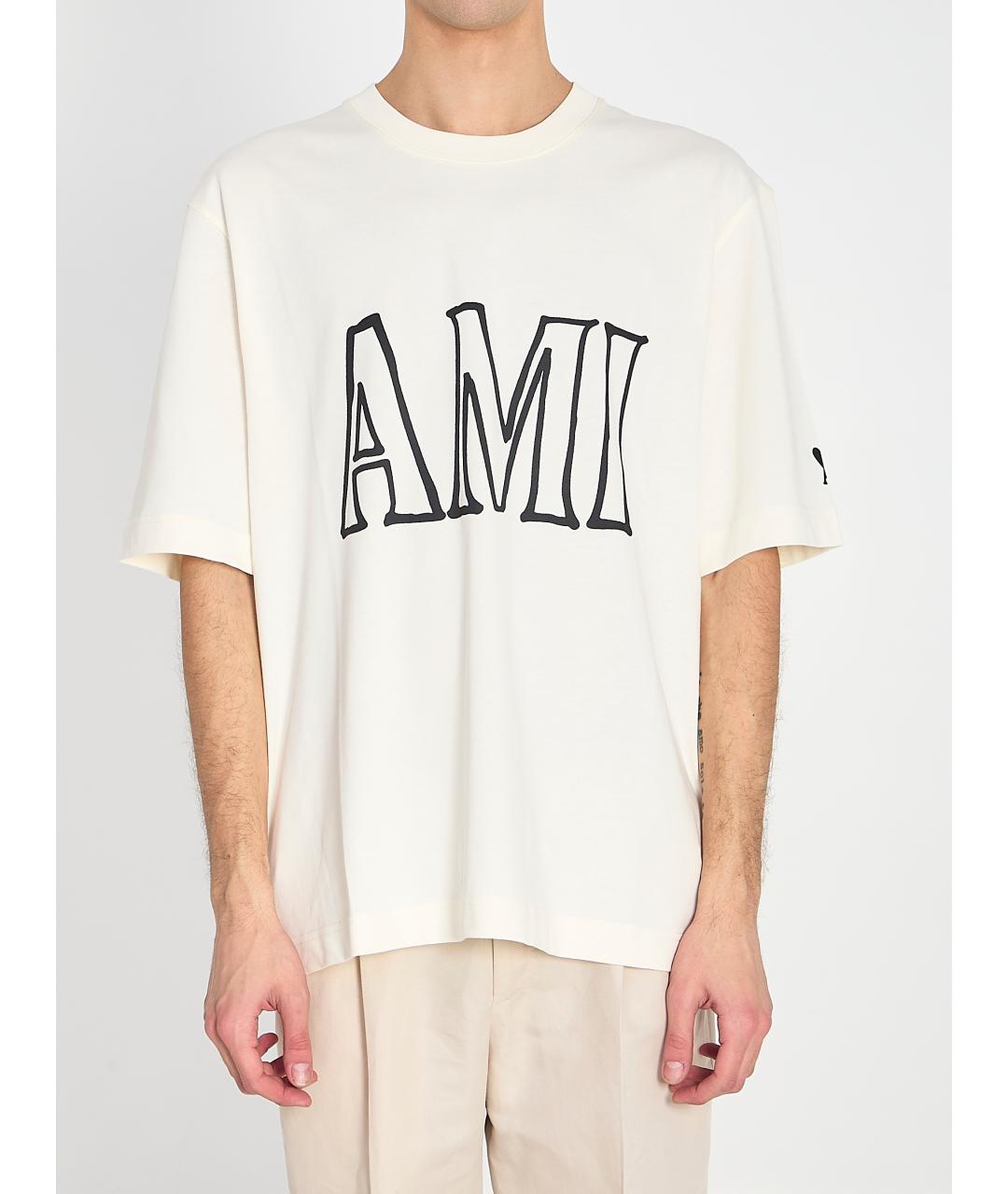 Ami Paris Бежевая хлопковая футболка, фото 4