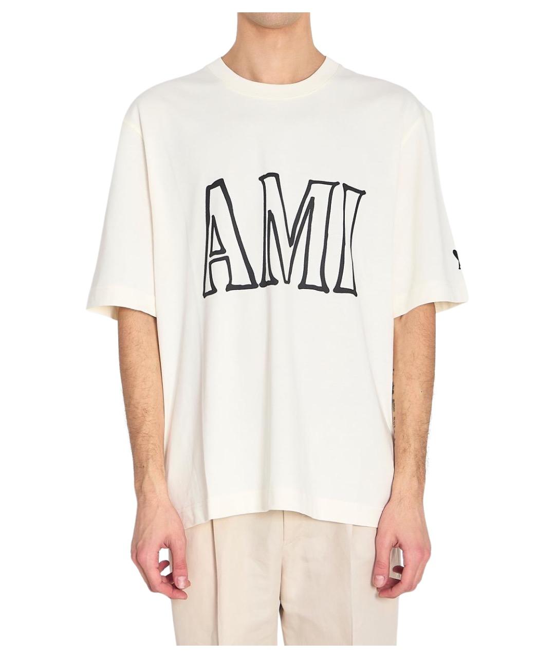 Ami Paris Бежевая хлопковая футболка, фото 1