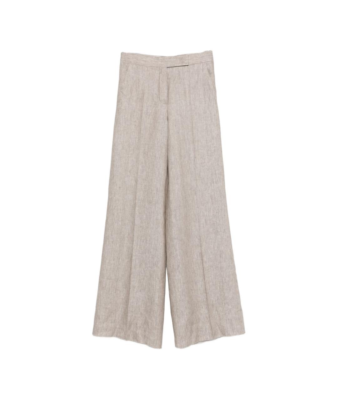 MAX MARA Коричневые шелковые прямые брюки, фото 1