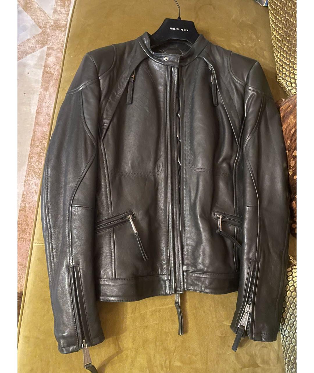PHILIPP PLEIN Черная кожаная куртка, фото 4