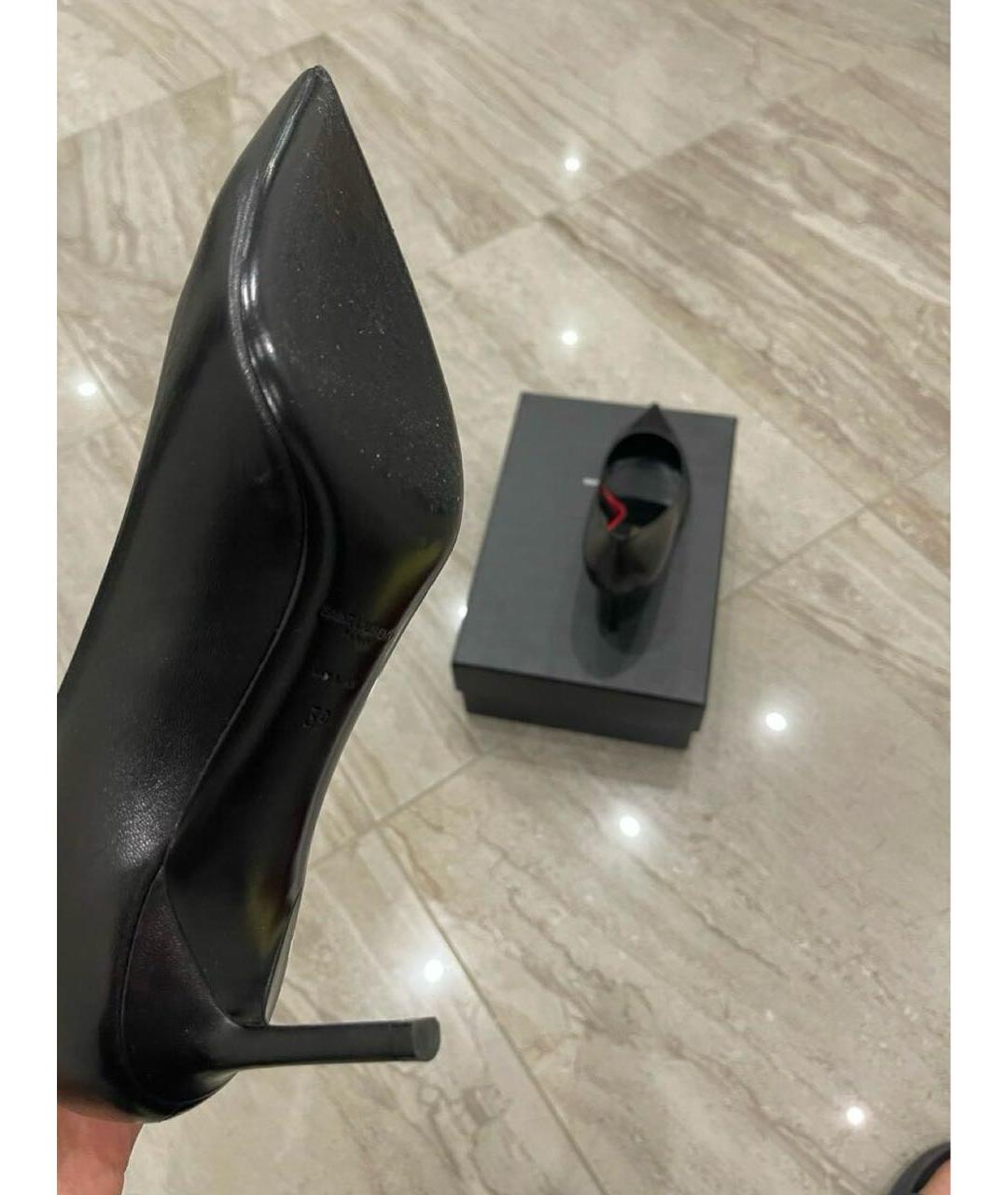 SAINT LAURENT Черные кожаные туфли, фото 5