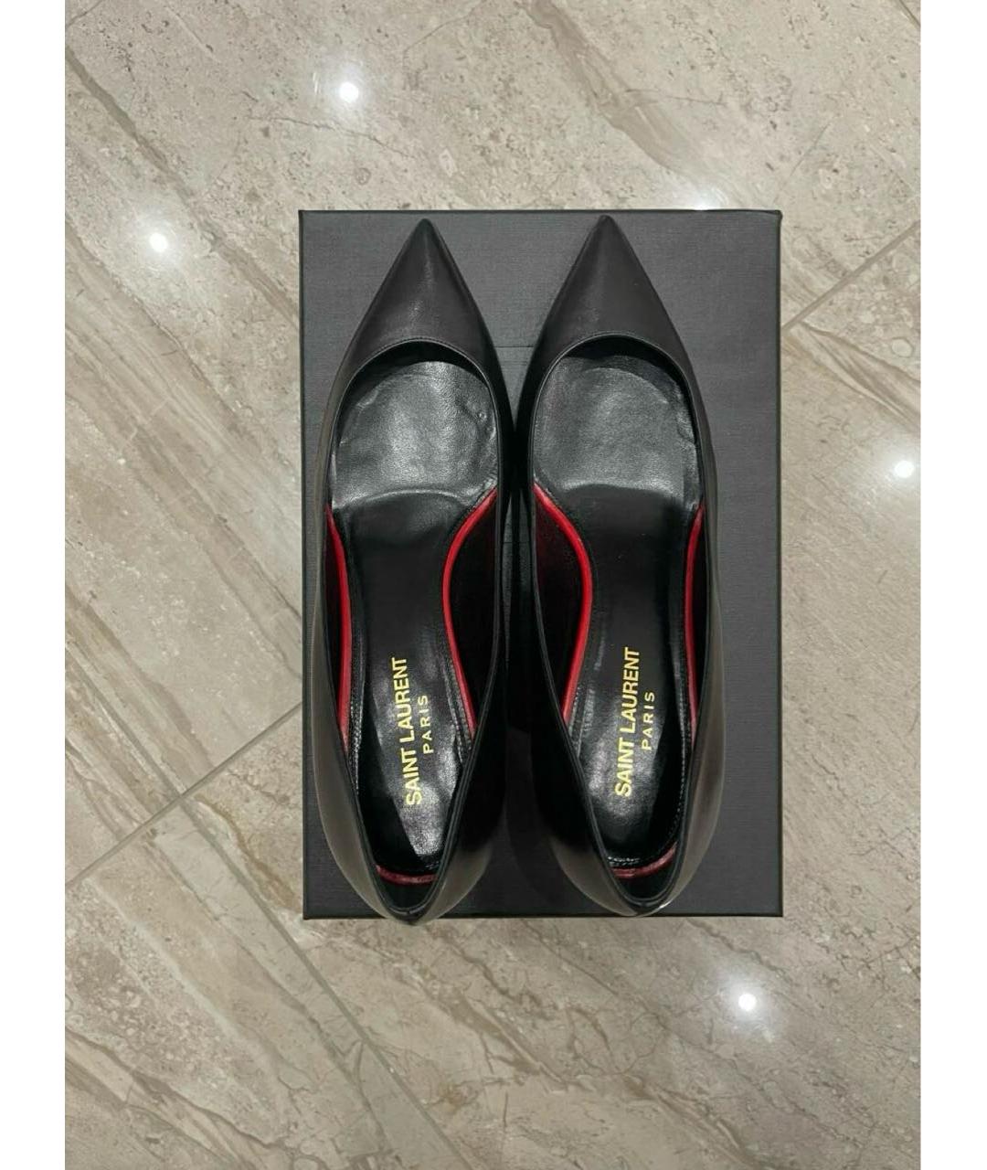 SAINT LAURENT Черные кожаные туфли, фото 3