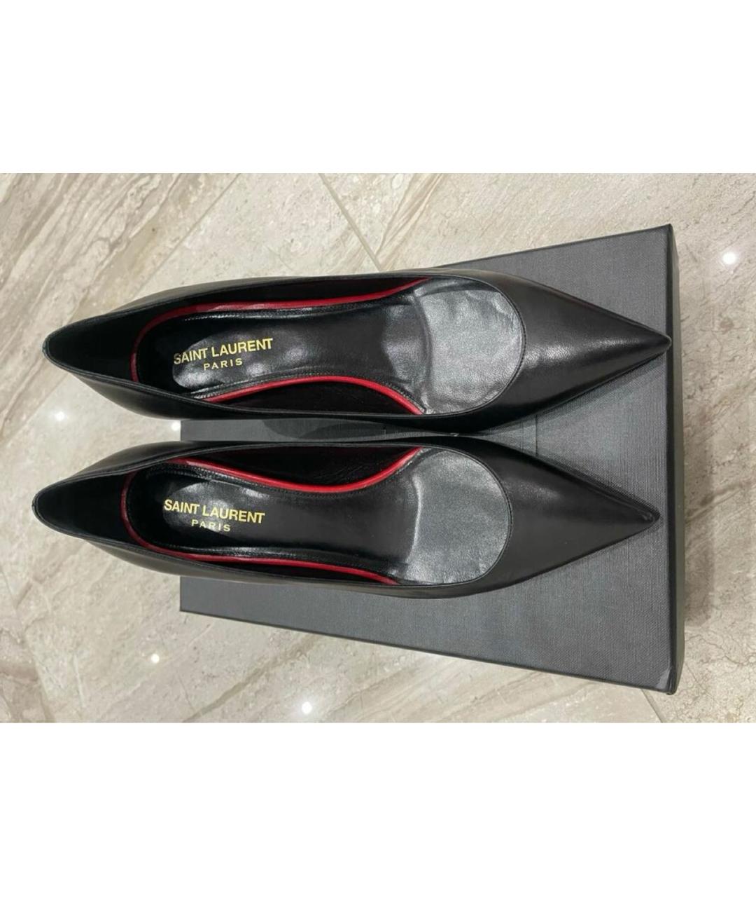 SAINT LAURENT Черные кожаные туфли, фото 4