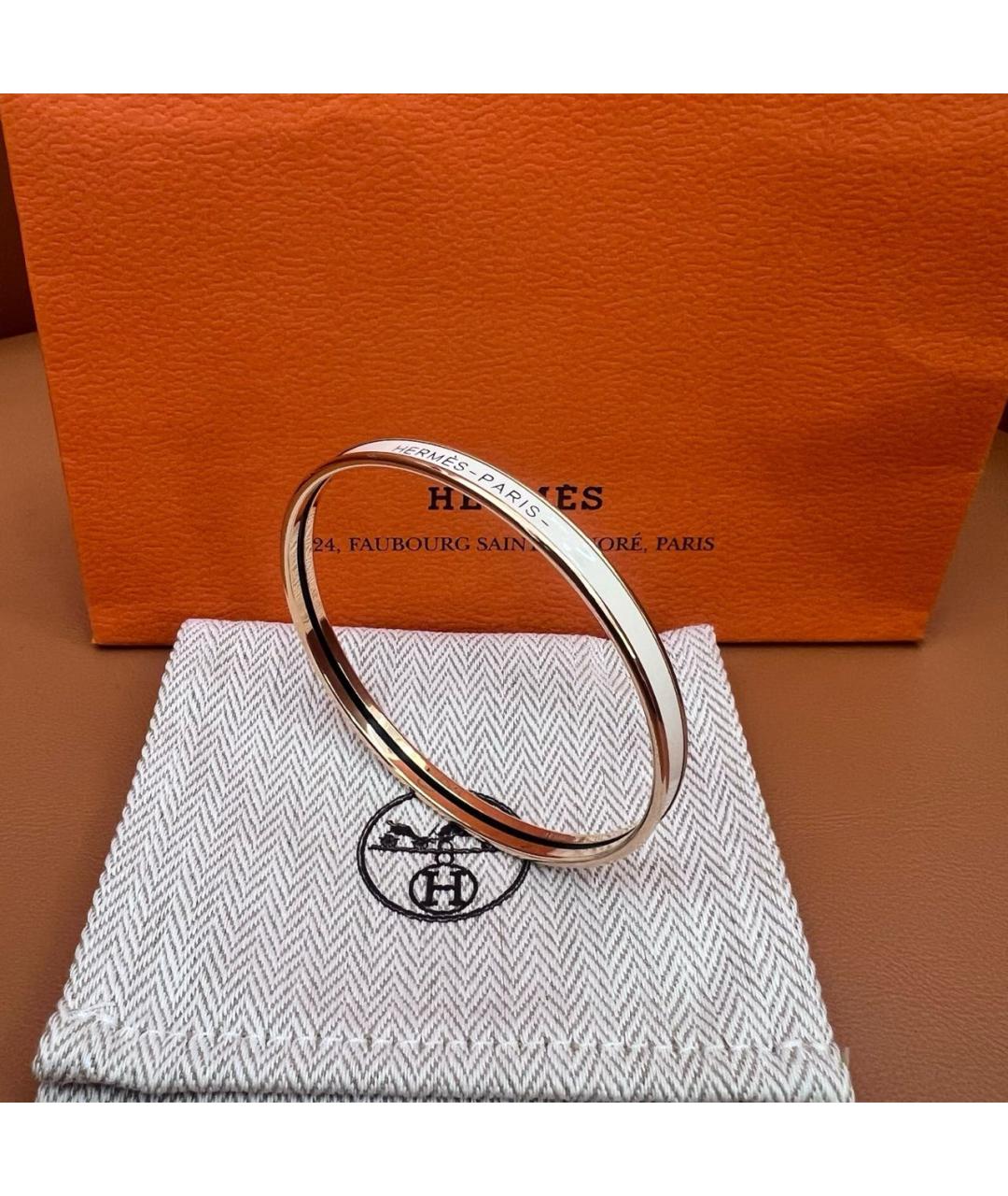HERMES Белый металлический браслет, фото 6