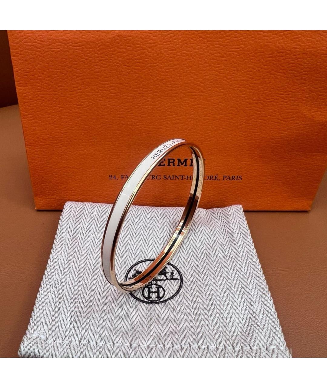 HERMES Белый металлический браслет, фото 4