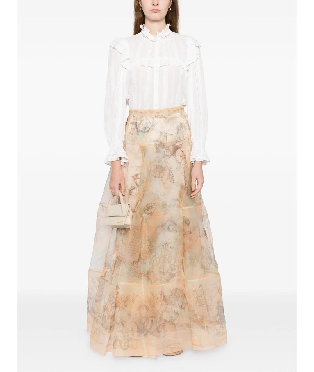 ZIMMERMANN Бежевая шелковая юбка макси, фото 2