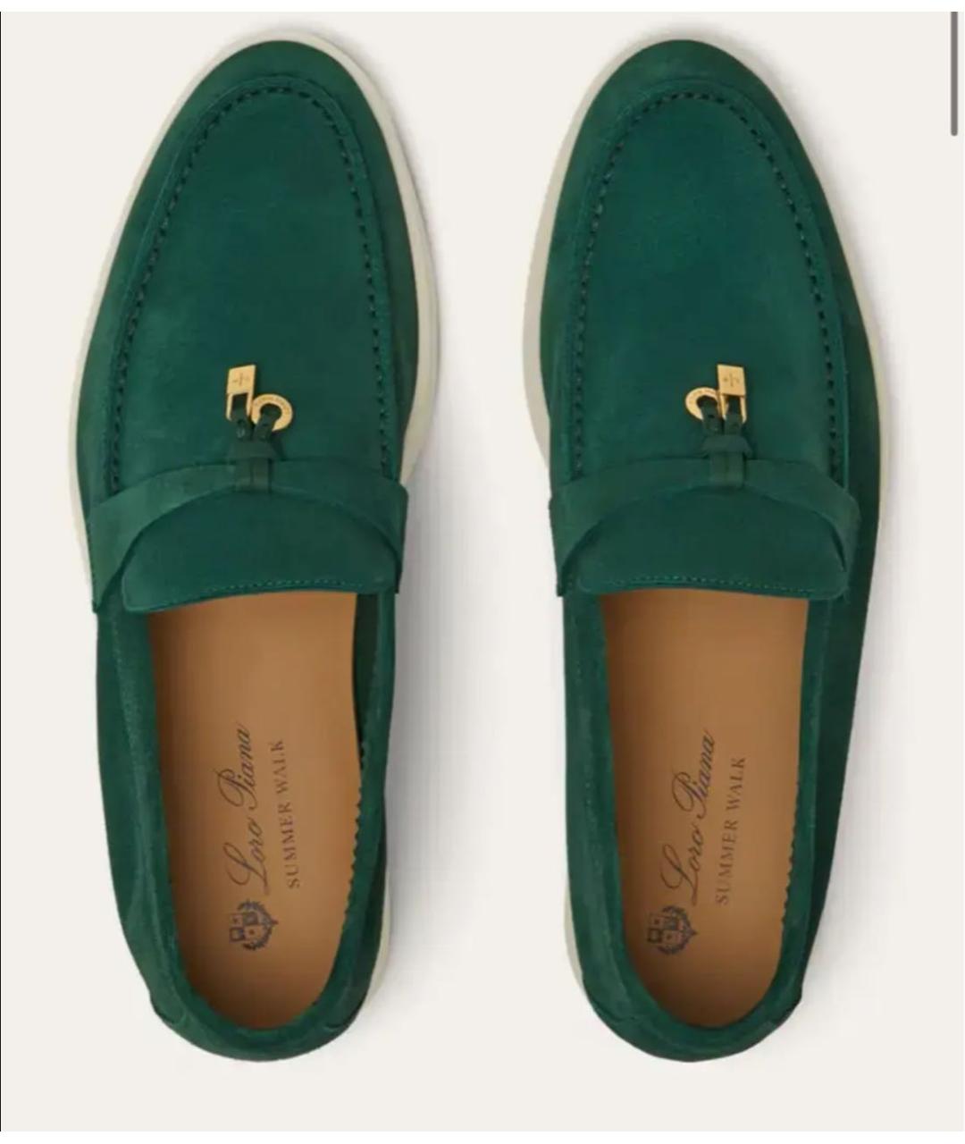 LORO PIANA Зеленые замшевые лоферы, фото 4