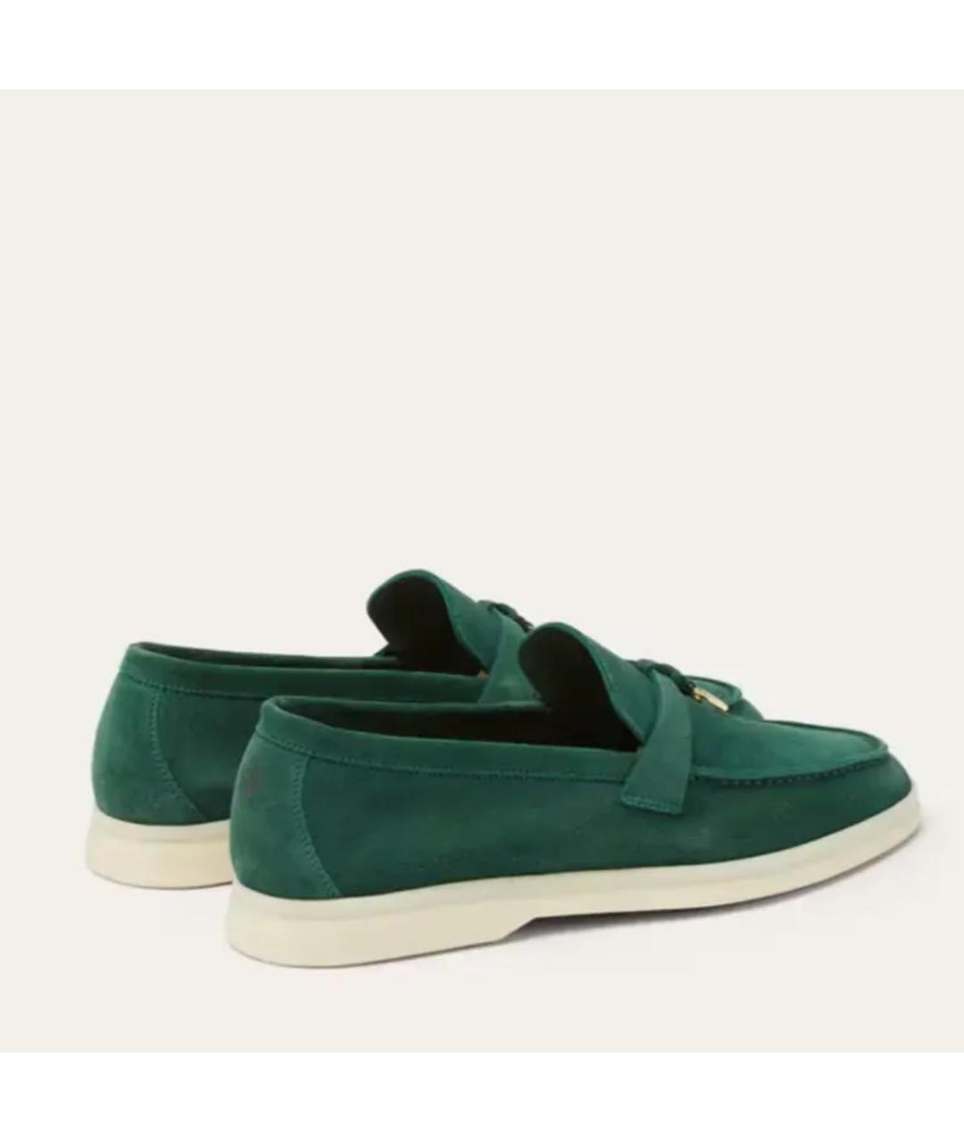 LORO PIANA Зеленые замшевые лоферы, фото 2