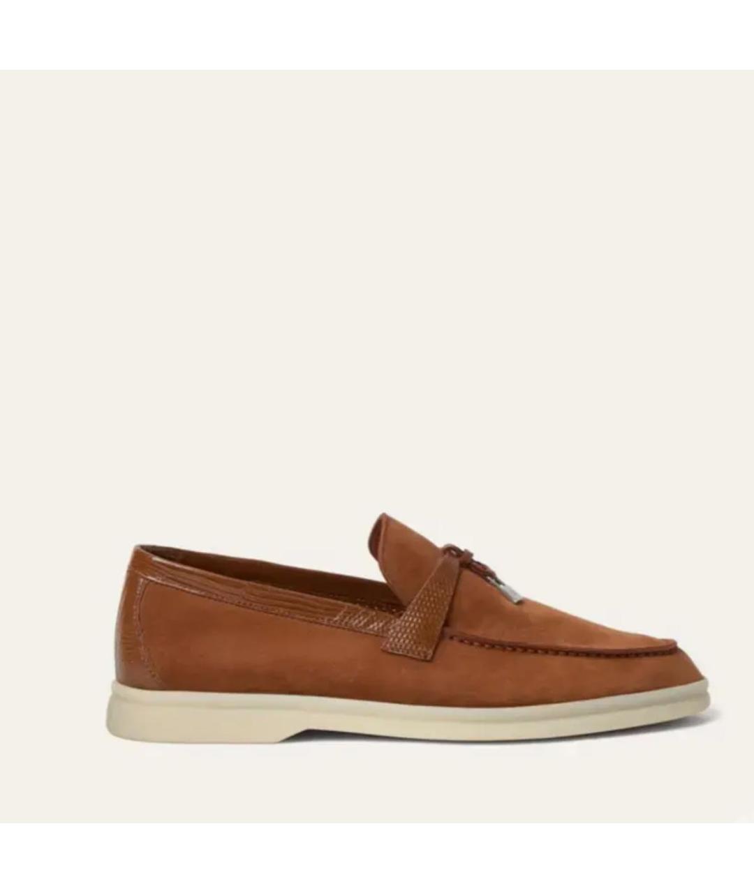 LORO PIANA Коричневые замшевые лоферы, фото 6