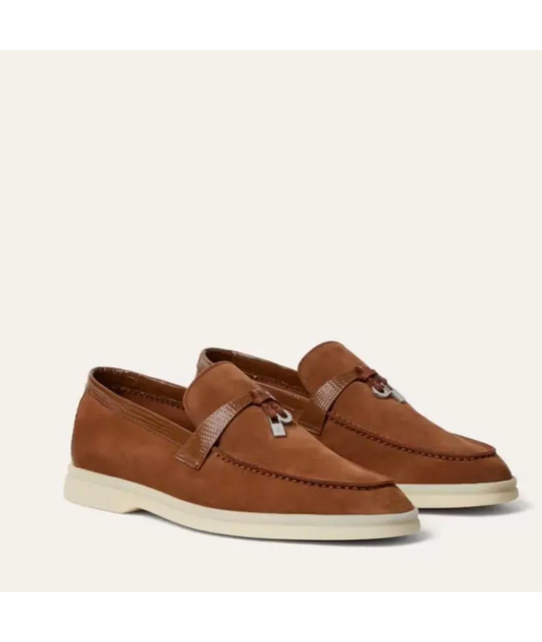 LORO PIANA Коричневые замшевые лоферы, фото 3