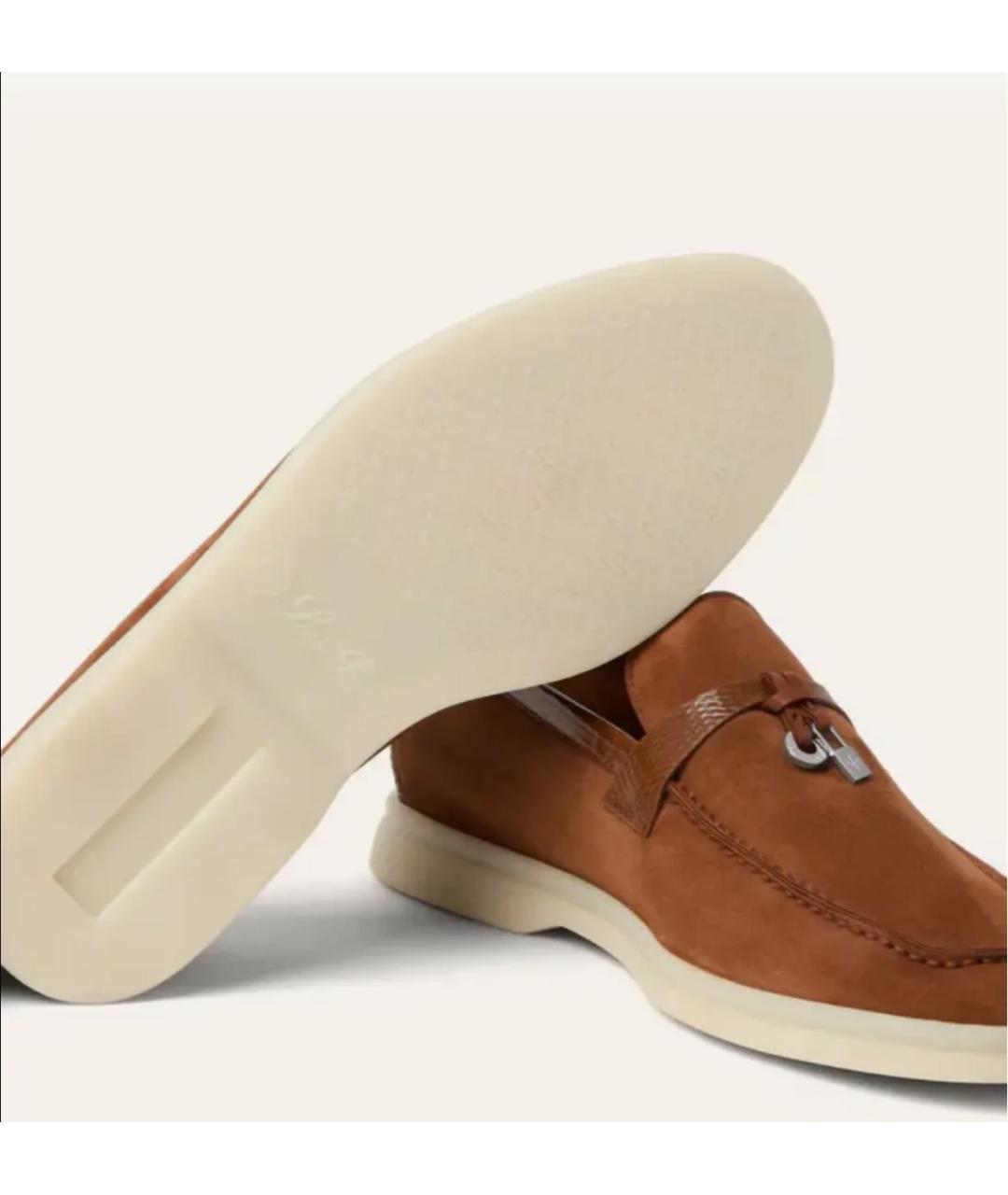 LORO PIANA Коричневые замшевые лоферы, фото 5