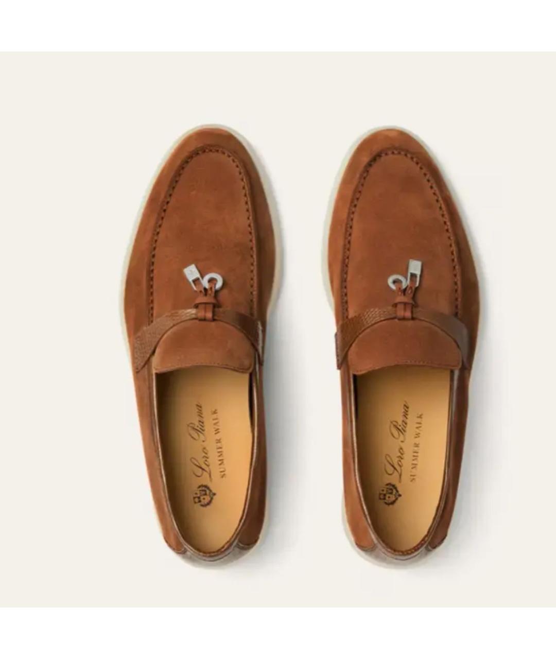 LORO PIANA Коричневые замшевые лоферы, фото 2
