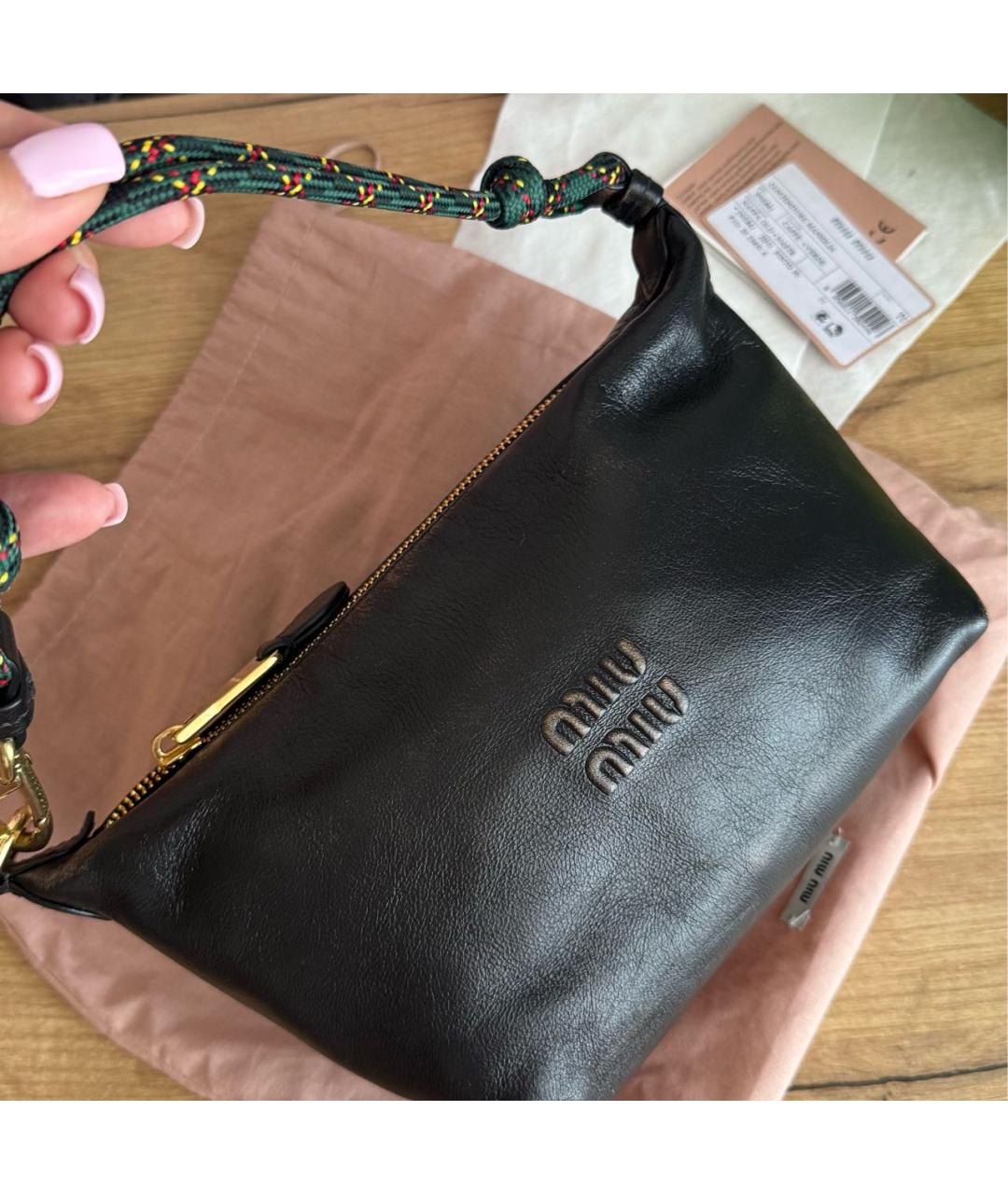 MIU MIU Коричневая кожаная сумка с короткими ручками, фото 2