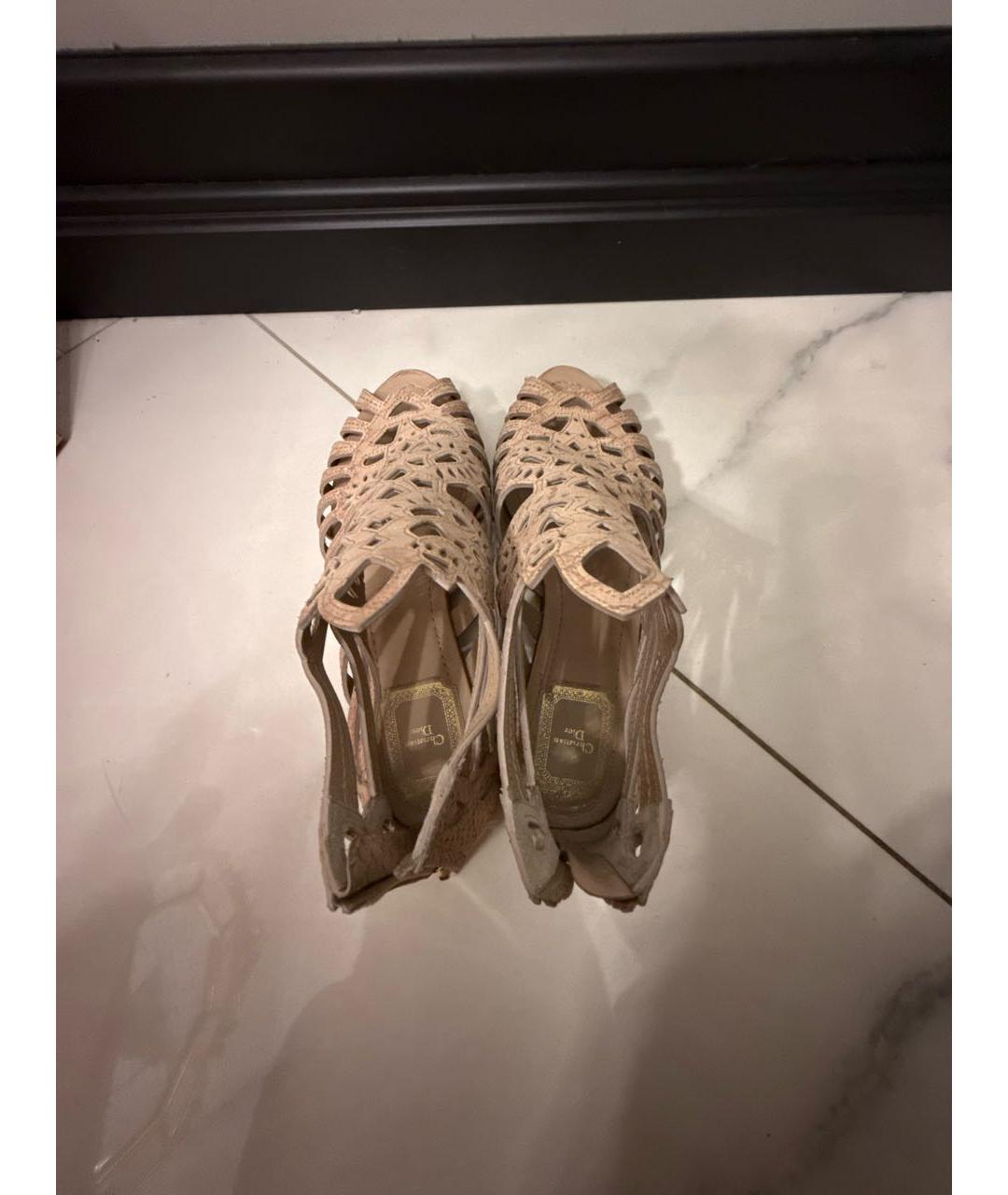 CHRISTIAN DIOR Розовые сандалии из экзотической кожи, фото 3