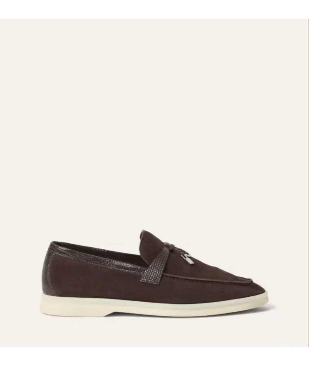 LORO PIANA Коричневые замшевые лоферы, фото 6